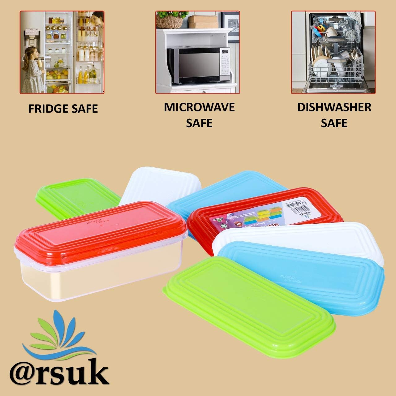 ARSUK 8 PCS 250ml Small Food Containers With Lids, Rectangular Small Freezer Containers, Stackable, Leakproof & Airtight - Image 3