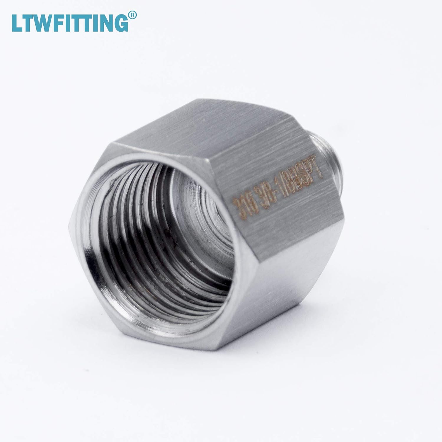 LTWFITTING Stainless Steel 316 Pipe 3/8-Inch Female BSPP x 1/8-Inch Male BSPT Adapter Fuel Gas Air (Pack of 5) - Image 3