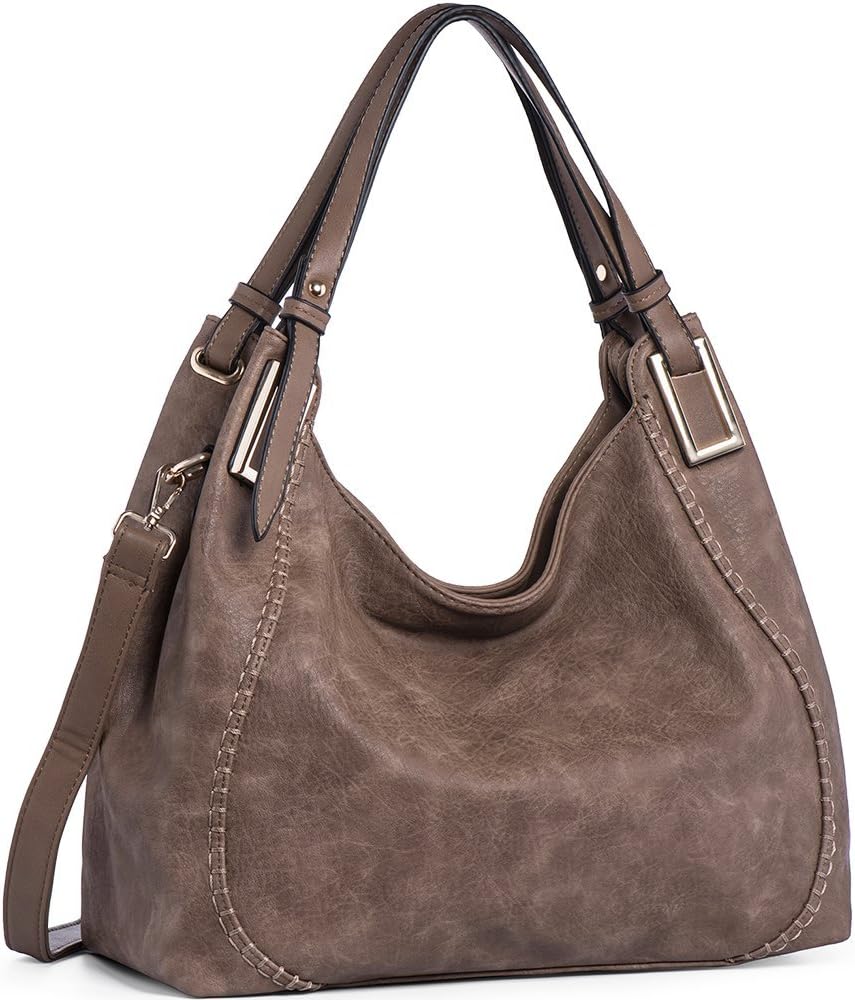 JOYSON Women Handbags, PU Leather Shoulder Bags Top-Handle Satchel Tote Bags Purse Grey Brown