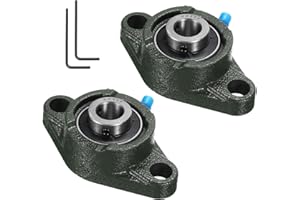 uxcell 2pcs UCFL202 Pillow Block Bearings 15mm Bore Self Alignment, Solid Cast Iron Base Mounted Chrome Steel Bearings