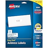 Avery Easy Peel Printable Address Labels with Sure Feed, 1" x 2-5/8" Customizable Stickers, White, 750 Blank Mailing Labels, Great for Mailing, Shipping, and More (8160)