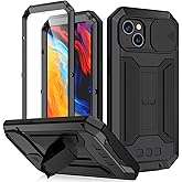 Lunivop Metal Compatible with iPhone 14 Plus Case Cameras Protection Heavy Duty Protection Doom Cover 360 Full Protection with Built in Screen Protector Holder Kickstand iPhone 14Plus 6.7 inch Black