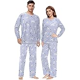 JHKKU Unisex Pajama Set Family Matching Long Sleeve Sleepwear Lounge Set for Men & Women 2 Piece Pajamas Sets