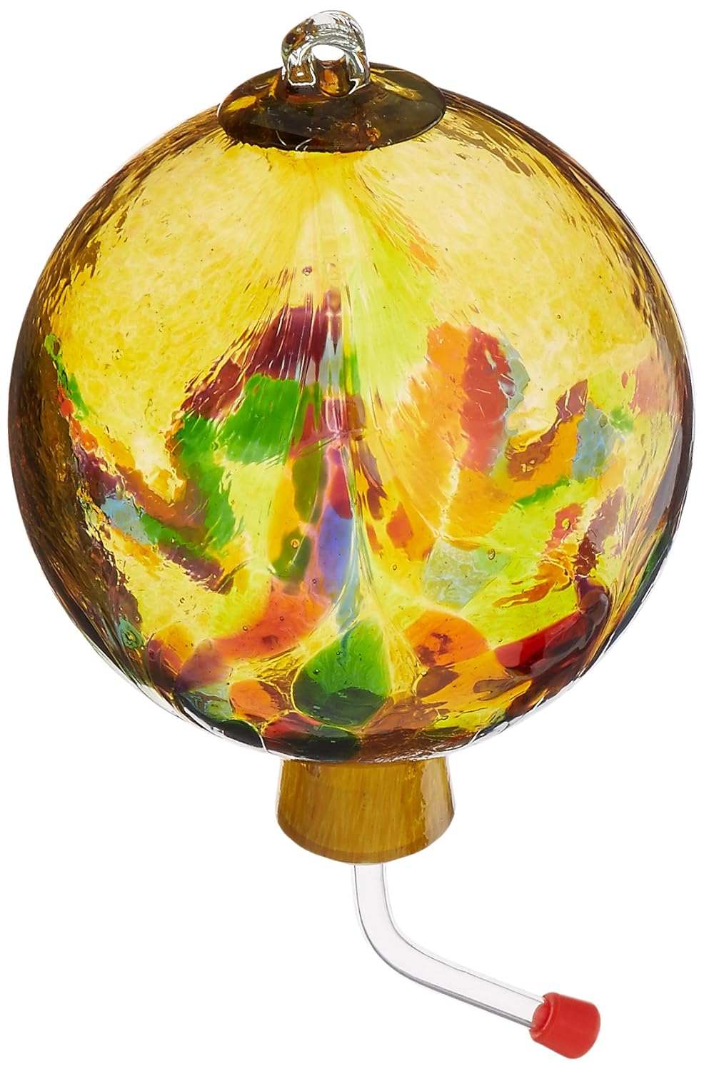 Kitras Art Nouveau Hummingbird Feeder Glass Ornament Amber