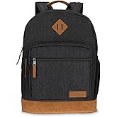 Wrangler Yellowstone Genuine Denim Sturdy Backpack for Travel Classic Logo Casual Daypack for Travel with Padded Laptop Notebook Sleeve (Black Denim)