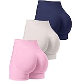 OLCHEE Womens Workout Shorts Seamless Scrunch Butt Lifting 3 Pack Yoga Gym Athletic High Waisted Tummy Control Booty 4.1"