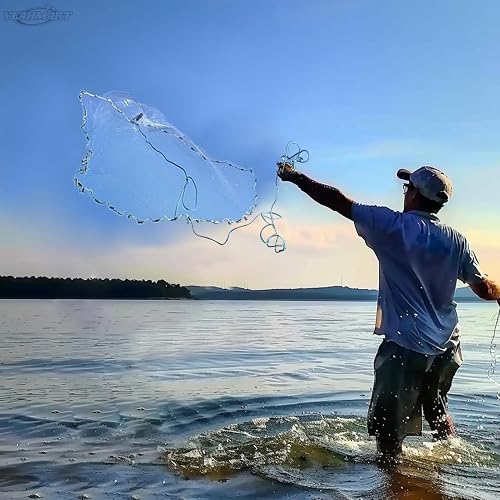 brackish water fishing casting net Goture American Cast Net,Casting Nets Freshwater Saltwater for GOTURE This hand throw casting net is a practical accessory for anglers who want portable fishing gear for weekend trips Homellea Nylon Fishing Cast Net,
