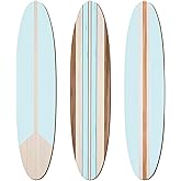 Gerrii 3 Pieces Surfboard Wall Decor 23.6" x 5.4" Preppy Beach Room Decor Aesthetic Large Wooden Cute Beachy Tropical Wall Art for Surfer Bedroom Bathroom Decorations(Blue,Stripe)