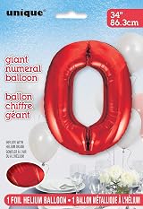Unique Red Number 0 Shaped Large Foil Balloon 86cm view 2
