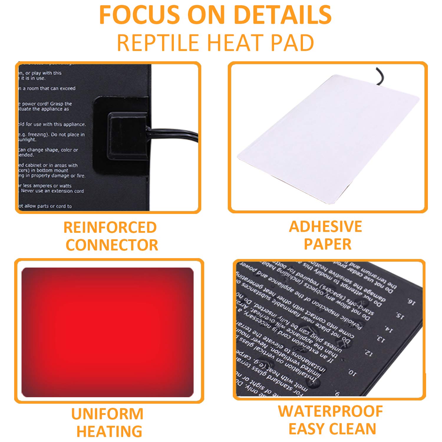 2 Pack Reptile Heating pad 8 Watt Terrarium Heater for Hermit Crab