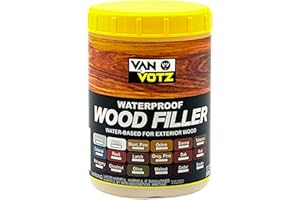 VAN VOTZ Waterproof Wood Filler [17oz, White] - Exterior Grade Wood Repair in 18 Paintable and Stainable Colors. Strong Adhesion and Durability in All Weather Conditions.