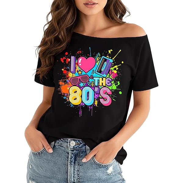 Dames T-shirt, jaren 80 off-shoulder tops jaren 80 retro vintage alfanumeriek patroon T-shirts meisjes 80s outfit 80s feest T-shirt, dames cap mouw disco neon feestelijke T-shirts top, 11 #, XXL Dames T-shirt, jaren 80 off-shoulder tops jaren 80 retro vintage alfanumeriek patroon T-shirts meisjes 80s outfit 80s feest T-shirt, dames cap mouw disco neon feestelijke T-shirts top, 11 #, XXL