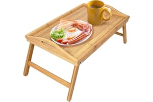 Greenco Foldable Bamboo Breakfast Table Serving Tray, Labtop Desk, Bed Table