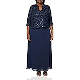 Alex Evenings womens Plus Size Long Empire Waist, Two Piece Mother of the Bride Dress With Lace Jacket