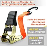 Ohuhu Ratchet Straps with Hook 8 Pack 4.5m x 25mm 680kg Break Strength view 2