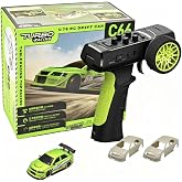Turbo Racing C66 1:76 RC Drift Car with Gyro &amp; LED Lights (C66-Green) | Includes mini track, 2 blank shells, 4 light guides &amp; tools &mdash; everything to race right out of the box