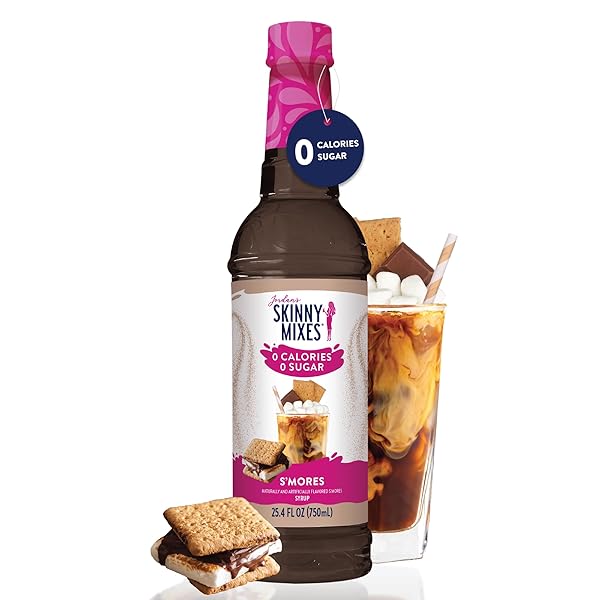 JORDAN’S SKINNY SYRUPS SUGAR FREE COFFEE SYRUP, SMORE’S FLAVOR DRINK MIX, ZERO CALORIE FLAVORING FOR LATTES, PROTEIN SHAKE, FOOD & MORE, GLUTEN FREE, KETO FRIENDLY, 25.4 FL OZ, (PACK OF 1)