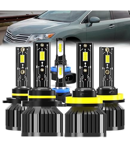 XWQHJW Combo LED Headlight + Fog Light Bulbs Kit For Toyota Venza 2009-2016 (9005/H11)