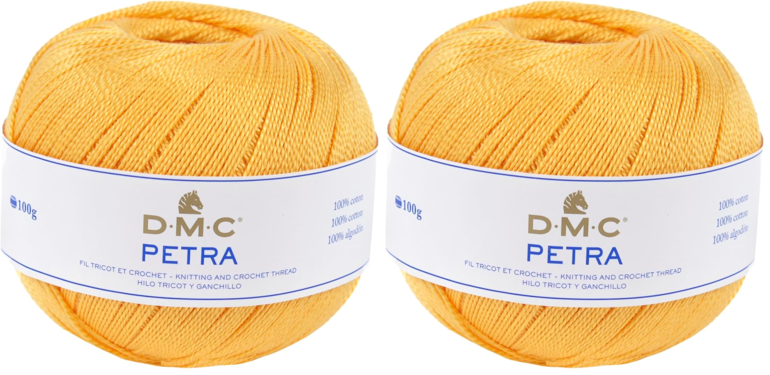 DMC Petra Yarn, 100% Cotton, Yellow (5742), Size 5 (Pack of 2)