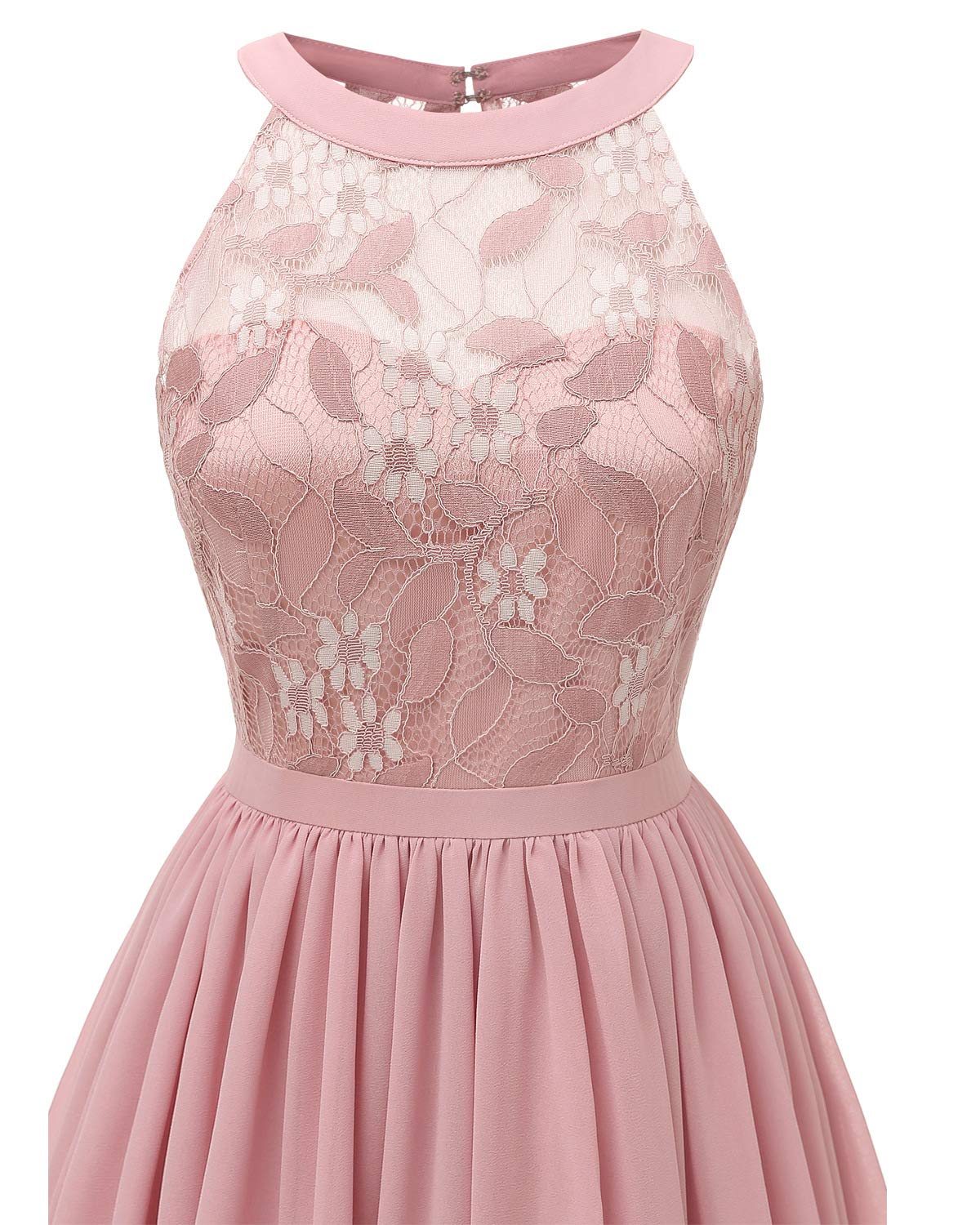 crochet lace top chiffon midi dress