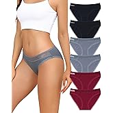 LEVAO Womens Underwear Cotton Bikini Panties Lace Cut Out Stretch Cheeky Ladies Briefs 6 Pack S-XL