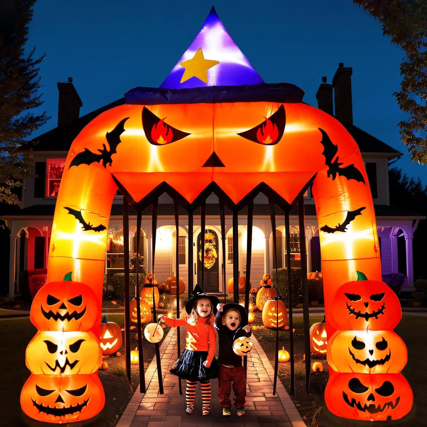 Photo 1 of AerWo 12FT Tall Halloween Inflatables Archway Giant Arch, Pumpkin Blow Up With Built-in LED Lights for Outdoor Decorations, Holiday Yard Lawn Garden Party Decor