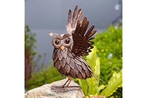 Nacome Garden Owl Statue for Yard Art : Metal Outdoor Sculptures for Clearance Lawn Decor for Patio/Balcony/Front/Outside Decorations– Garden Gifts for Dad Mom Women Grandma