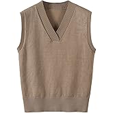 Wowcarbazole Women's V Neck Sweater Vest Sleeveless Ribbed Knit Pullover JK Uniform Classic Basic Tank Tops