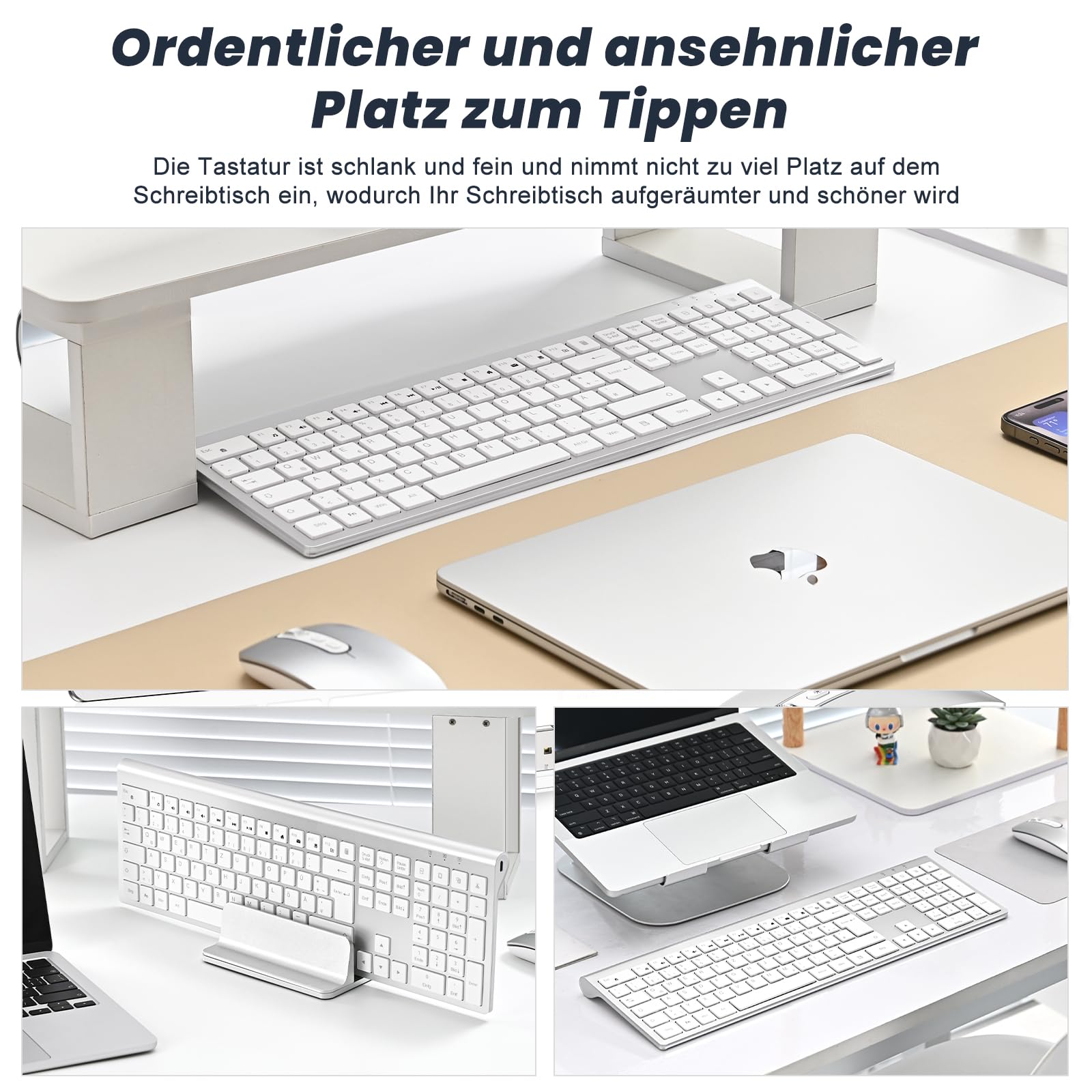 cimetech Tastatur Maus Set Kabellos 2.4G Aufladbar Ergo Slim für PC/Laptop 7