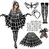 FINASKASU 7 Pieces Halloween Spider Web Costume Set for Women