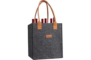 MELOSTU LIFEBEAUTY 6 Bottle Wine Tote Bag, Insulated Thermal Padded Wine Bottle Carrying Cooler Carrier for Travel, Picnic, Great Gift for Wine Lover (Dark Grey)