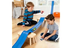 Jouets flexibles pour enfants : rampe de voiture de course flexible de 4,6 m avec 4 petites voitures de course et 8 ventouses