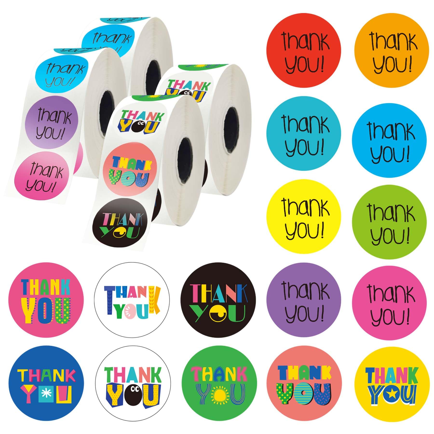 Photo 1 of 1200 PCS Thank You Stickers for Small Business, 1.5" Round Thank You Lables in 16 Designs, 4 Rolls Adhesive Sticker Rolls Waterproof Seal Stickers Labels for Envelopes Sealing Party Favor