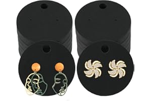 jijAcraft 100Pcs Earring Display Cards, 2" Round Blank Earring Display Holders, Black Earring Cards, Ear Studs Jewelry Display Cards for DIY Craft Handmade Earring Stud Retail Selling