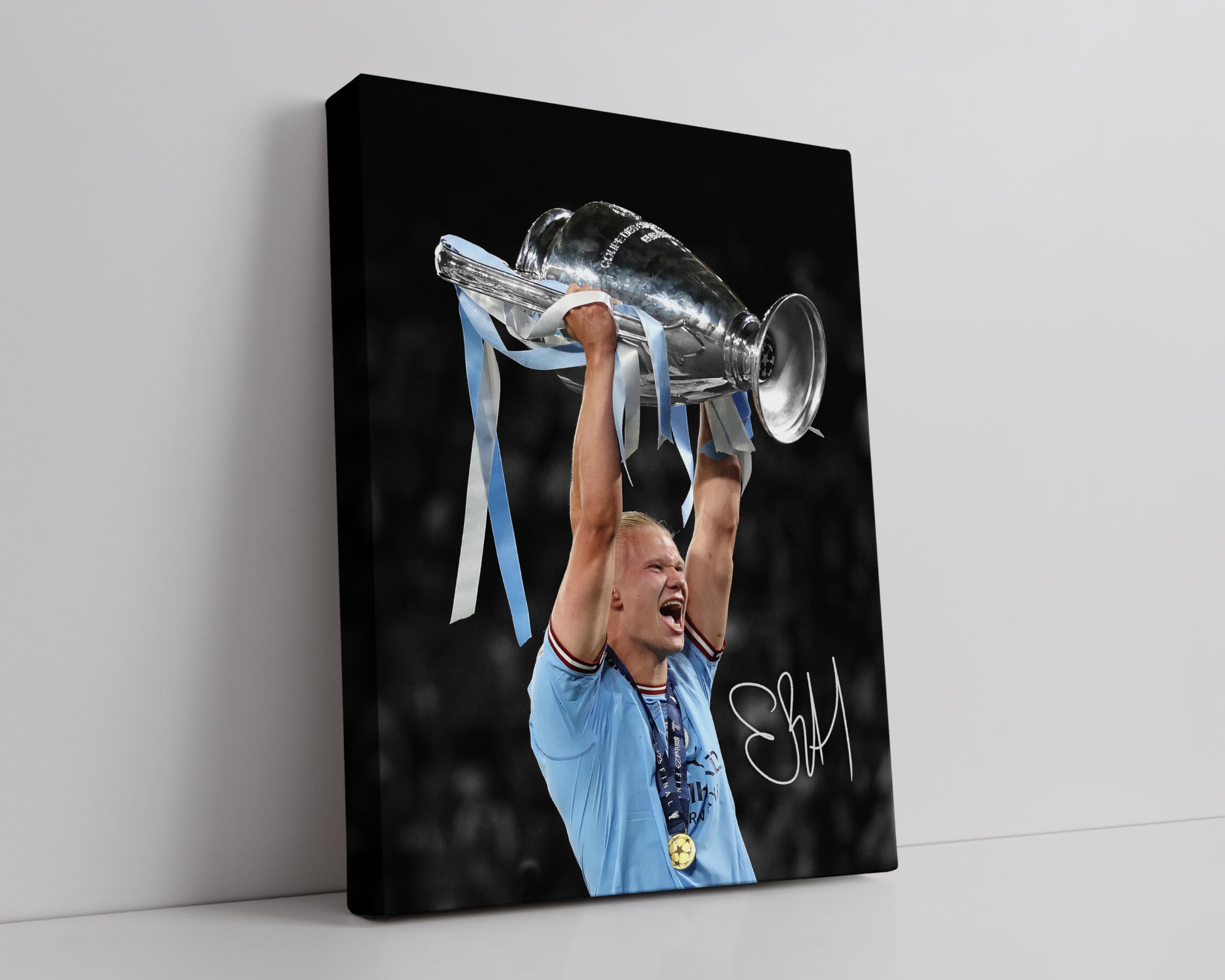 HWC Trading Erling Haaland Manchester City 16 x 12 inch Streched Canvas Print Signed Autograph for Football Fans and Supporters - Image 8