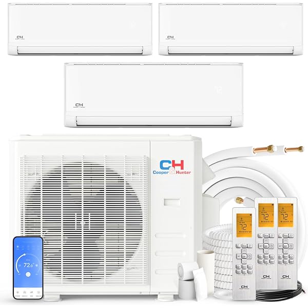 Amazon.com: Cooper u0026 Hunter 28000 BTU Tri 3 Zone 9000 9000 12000 Ductless  Mini Split Air Conditioner Heat Pump Heater Full Set with 25ft Installation  Kits : Home u0026 Kitchen
