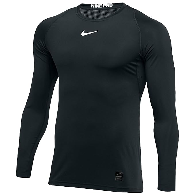 Nike Mens Pro Long Sleeve Fitted Shirts 908089010 Size 2XL Black/White