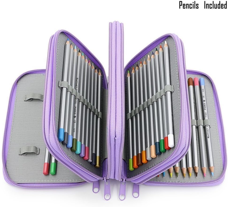 Rashen 72-color Professional Art Drawing Pencils / Colored Pencils for Artist Sketch, Set of 72 Assorted Colors With Multi-layer Pencil Cases/Holders Purple