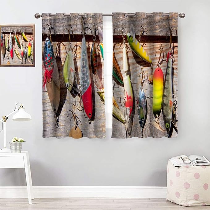 sheetsare Fishing Decor Darkened Curtains in The Room