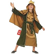 Disfraz De Rey Mago Para Niño – Capa Roja Y Verde Con Detalles Dorados, Túnica Y Cinturón, Talla 5-6 Años