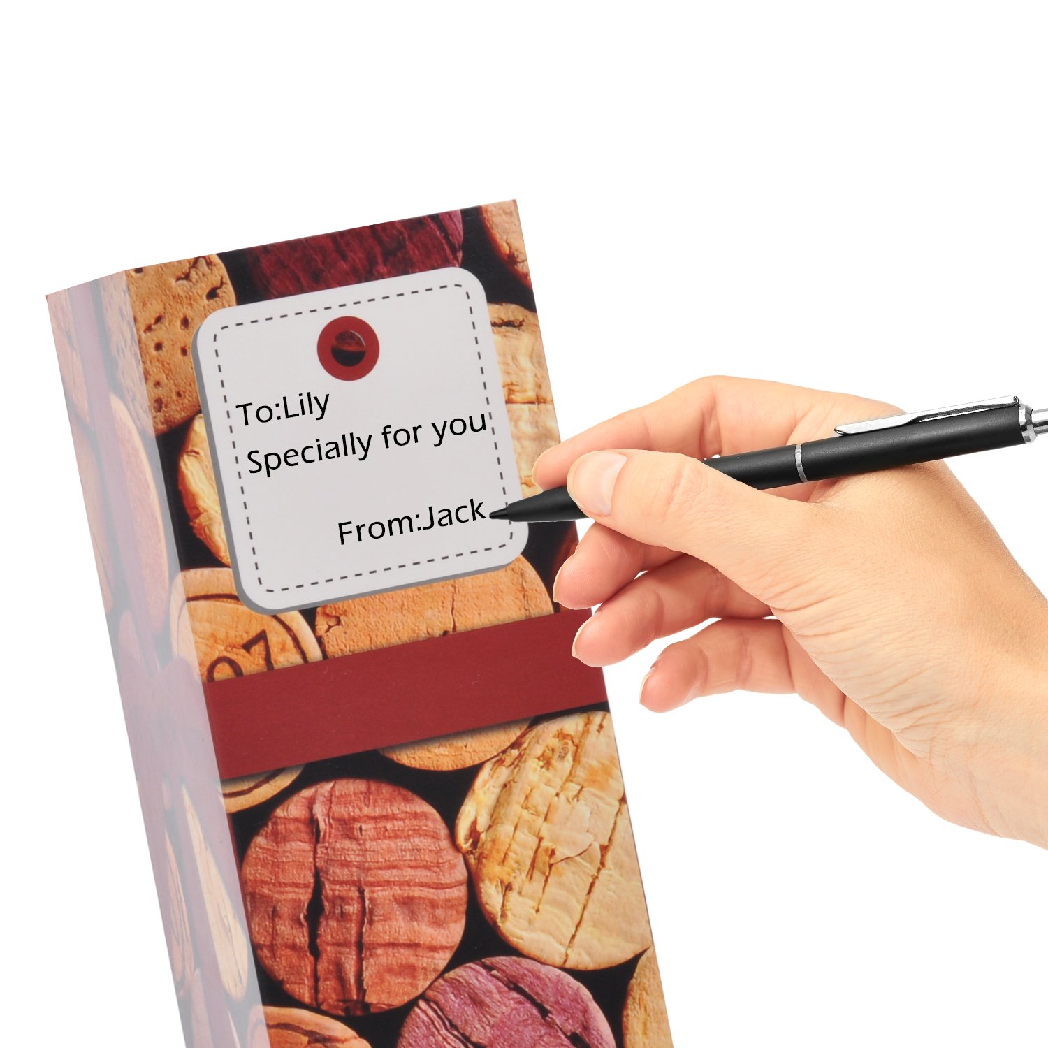 Wine Opener Set , 5 Pcs Deluxe Wine Accessory Set- Includes Corkscrew, Stopper, Aerator Pourer, Foil Cutter, Silver Glass Paint Marker w/ Fun Static Cling Reusable Drink Markers Stickers in Gift Box, Red