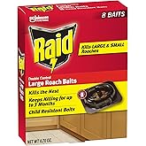 Raid Double Control Large Roach Killer Baits, Child Resistant, 8 Count | Kills the Nest, Keeps Killing Roaches For Up to 3 Months, For Indoor Home Use