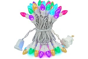 BOHON Easter Lights String 50 LED Multi Color Christmas Lights White Wire Pastel String Lights Plug in for Bedroom Indoor Patio Wreath Carnival Easter Decorations Outdoor (C3 Glass Bulbs)
