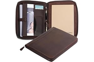 TheAntiq Zipper Padfolio, Leather Padfolio, Business Portfolio, Travel Art Kit, Laptop Folio, Padfolio Binder, Padfolio Leath
