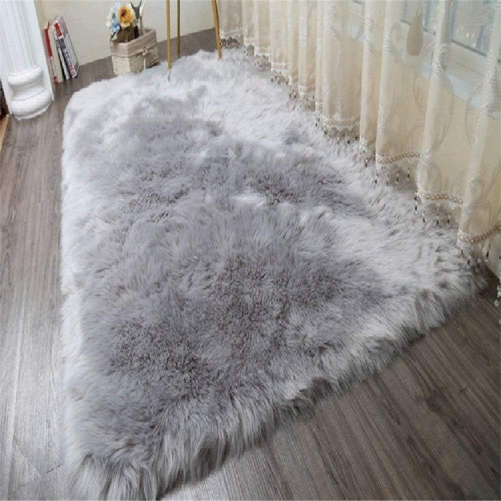 DAOXU Faux Sheepskin Rugs,Shaggy Rugs, Chair Cover Seat Pad Soft Fluffy Rug For Living Bedroom Sofa Floor Kids Rooms Decor Small Bedroom Rug (Rectangle-80x180cm, Grey)