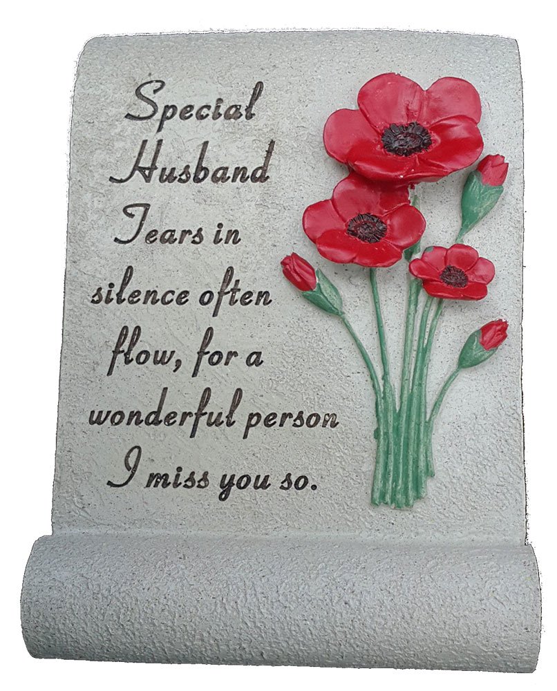 Memorial Graveside Plaque Ornament Grave Stone Rose Flower Scroll