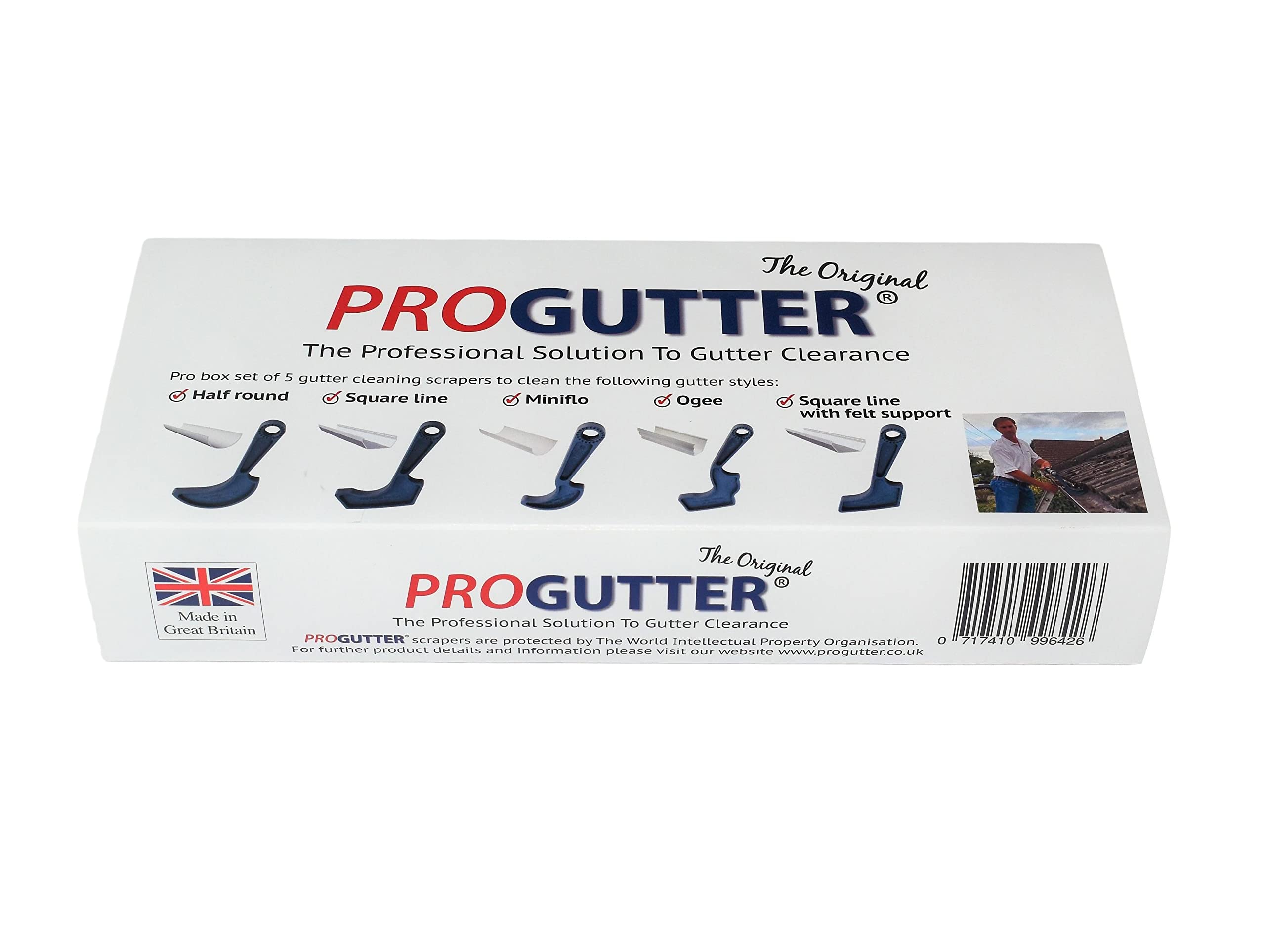 PROGUTTER Box Set of 5 Gutter Cleaning scrapers. The 5 Original Scrapers for Removing Debris and Weeds from Gutters.