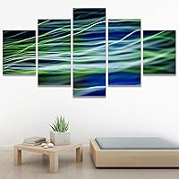 SIGNWIN 5 Panel Canvas Wall Art Modern Art Abstract Closeup Geometric Lights Mixed Media Modern Multicolor for Home Decorations Ready to Hang - 60