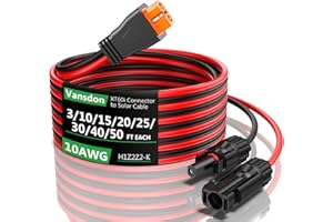 Vansdon Solar to XT60i Extension Cable 10AWG 10FT XT60i Solar Charging Cable for RV Foldable Solar Panel, Portable Power Station, Solar Generator