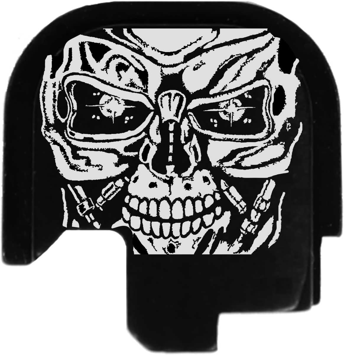 Molon Labe Laser Engraved Slide Cover Plate for Smith & Wesson Shield Pistol - Terminator Skull